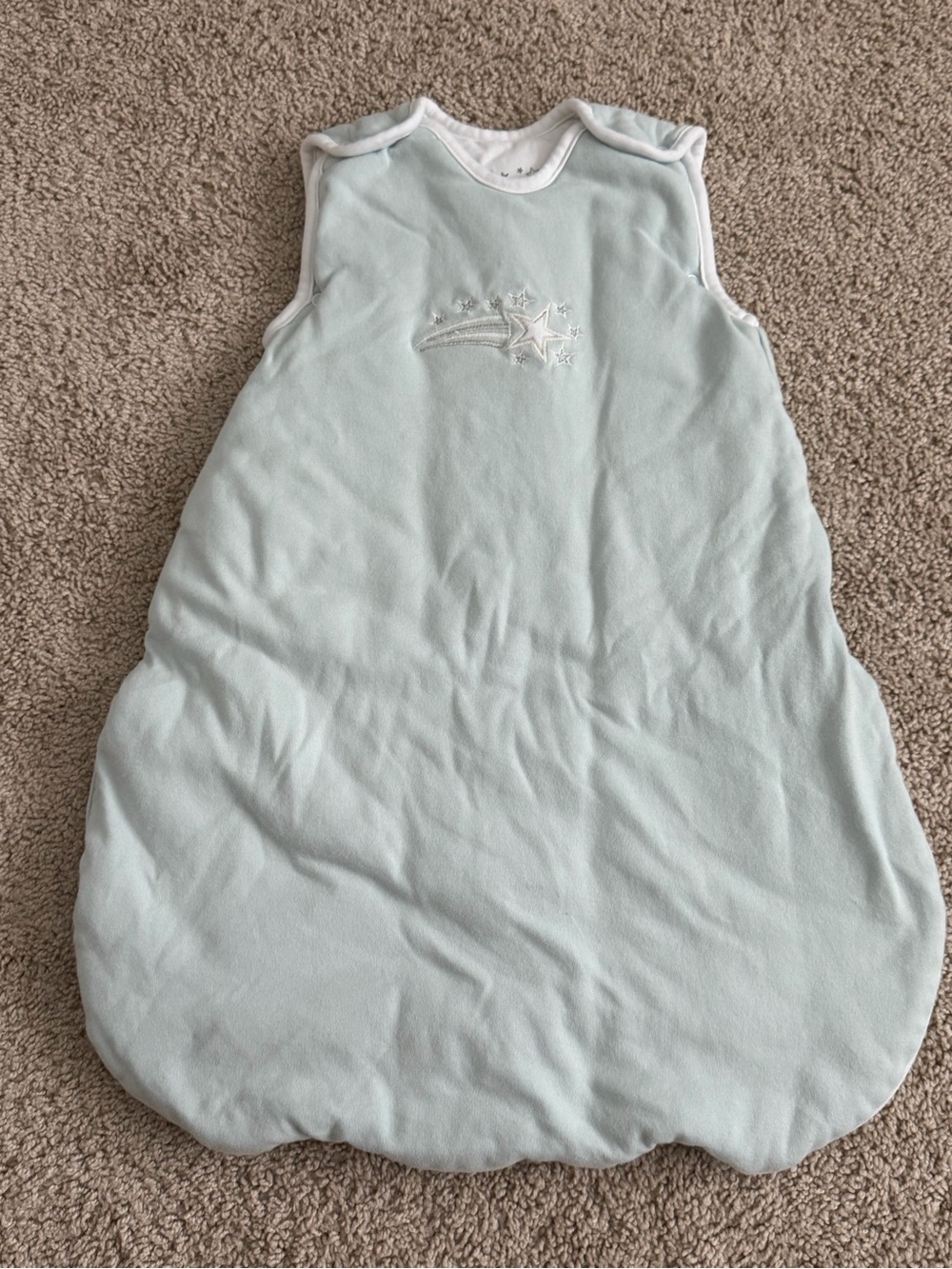 Baby in a Bag Quilted Winter Sleep Sack Light Blue Minky Wearable Blanket Size S